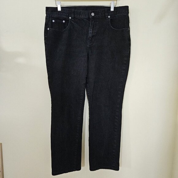 Lauren Ralph Lauren Jeans Womens 16 Black Straight Bootcut Classic Denim Goth - Picture 12 of 15